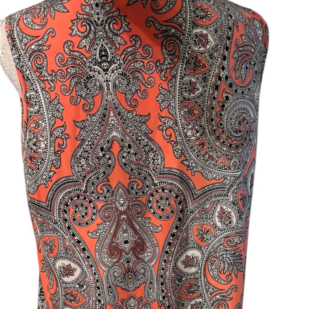 SHANNON FORD Orange Print Sleeveless Print Top LARGE #M - Picture 4 of 6